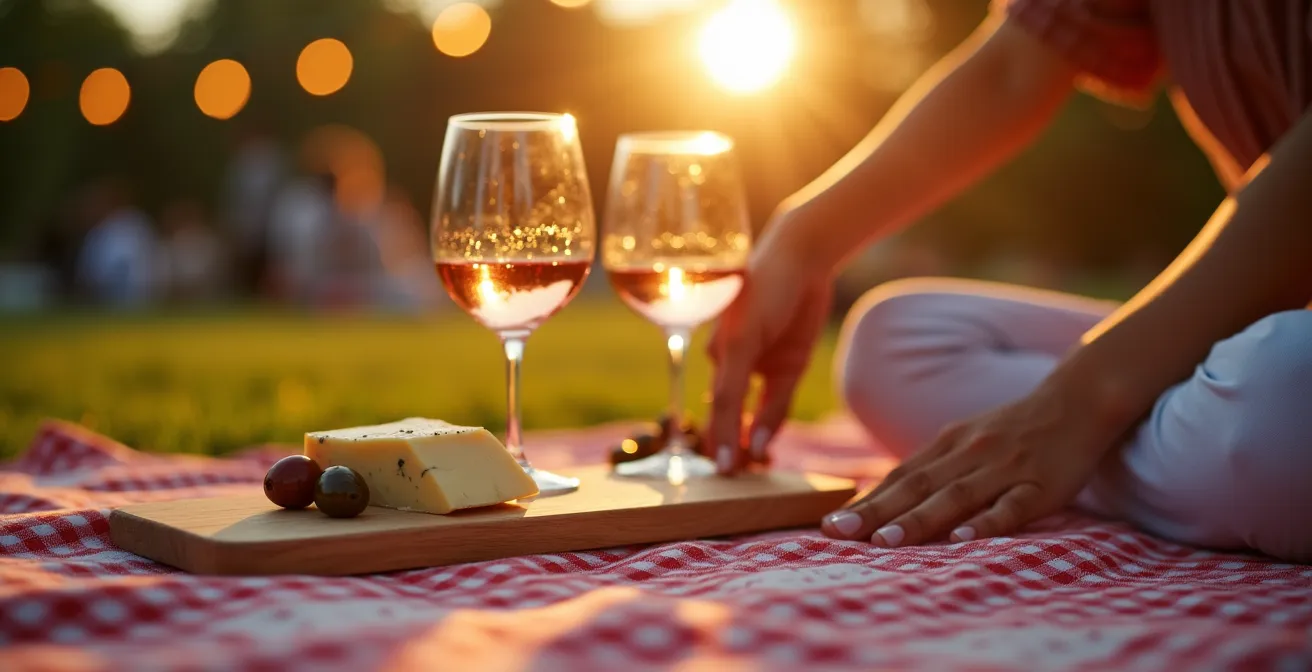 Families genieten van aperitief tijdens gouden uur in Brussels park voor filmvertoning