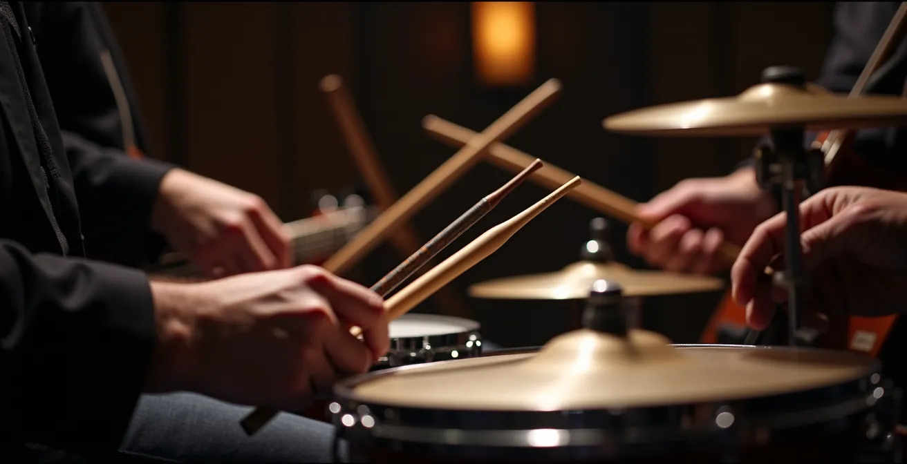 Jazzmuzikanten op een klein podium die met elkaar communiceren tijdens een optreden