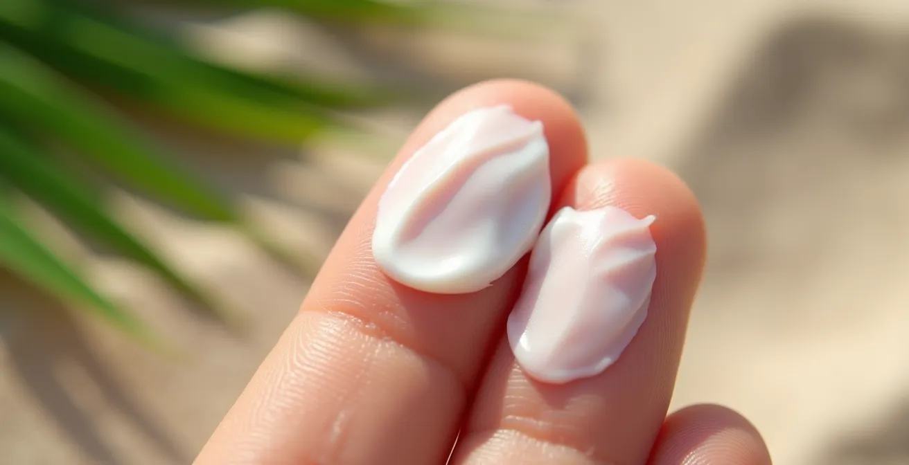 Close-up demonstratie van de twee-vinger regel voor zonnecrème dosering