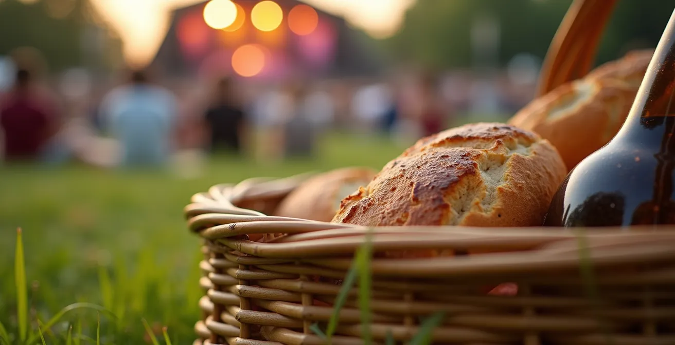 Families genieten van openluchtconcert in stadspark tijdens gouden uur